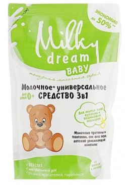 Універсальний засіб 3 в 1 Для купання, миття волосся і підмивання малюків (дой-пак) Milky Dream Baby, 450 мл